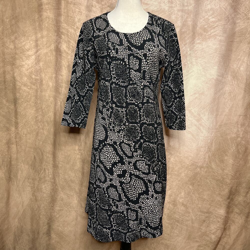 Vintage Y2K Animal Snake Print Long Sleeve Knit Dress Metallic Indie Mob Wife